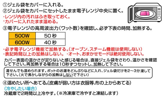 ちょいぬくジェルカイロ使用方法